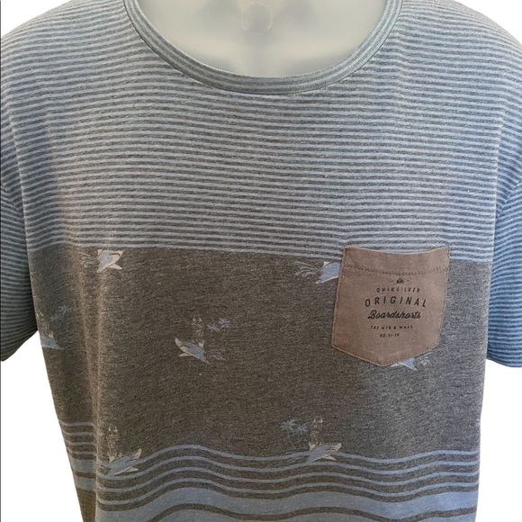 Quiksilver Other - 𝅺quiksilver Original Boardshorts Stripe Retro Tee Shirt Men L Large